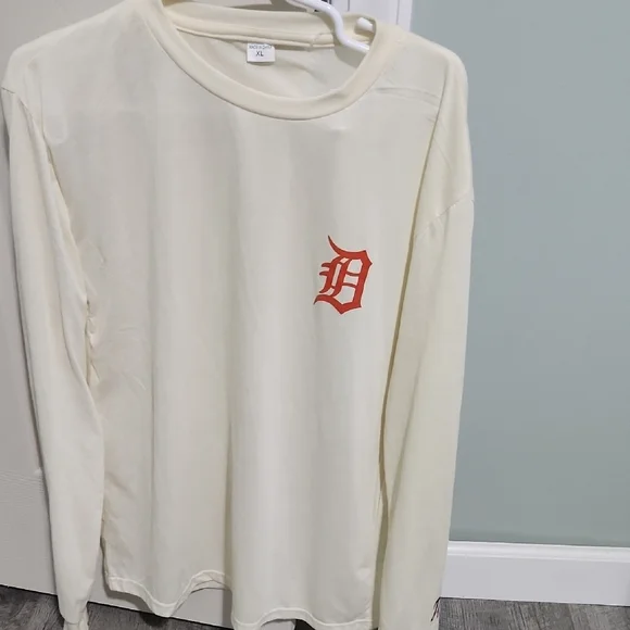 Cream Long Sleeve Shirt with Orange Logo - Picture 1 of 4